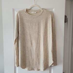 Beige Long Sleeve Waffle Knit Top